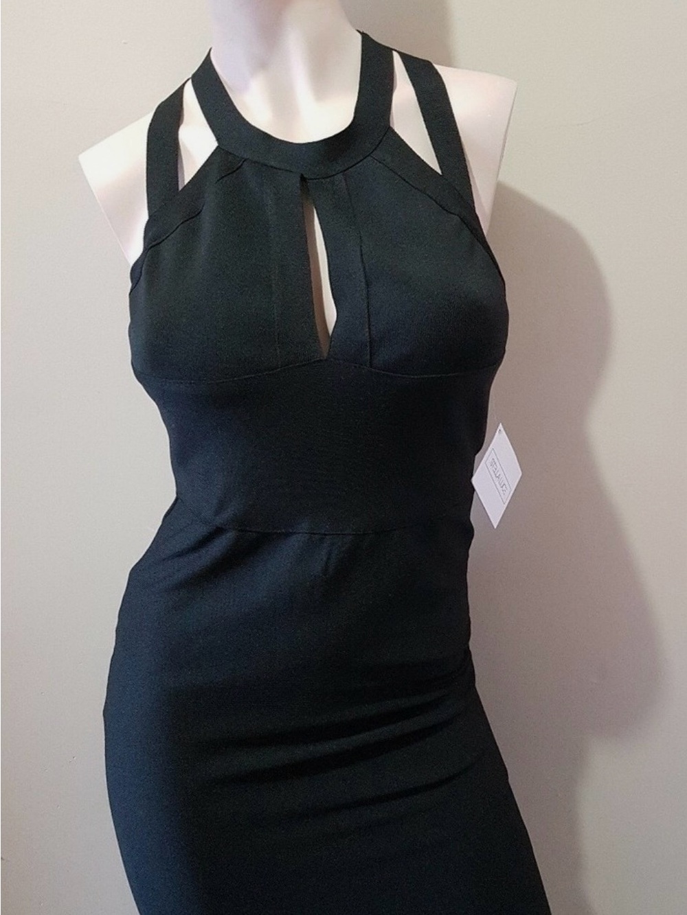 Stella Luce Black Halter Cutout Bodycon Dress